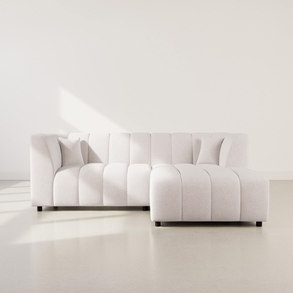 LISA DESIGN Curtis - canapé d'angle droit 4 places avec accoudoir en tissu texturé