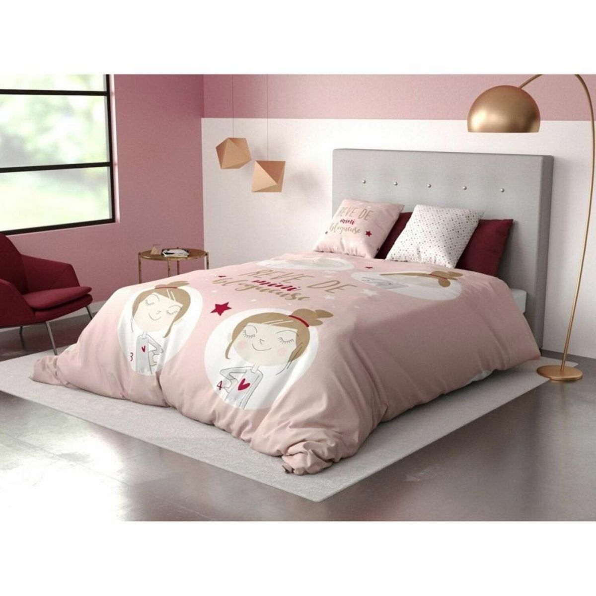 ATELIER DU COTON Housse de couette 140x200 Blogueuse + taie 100% coton