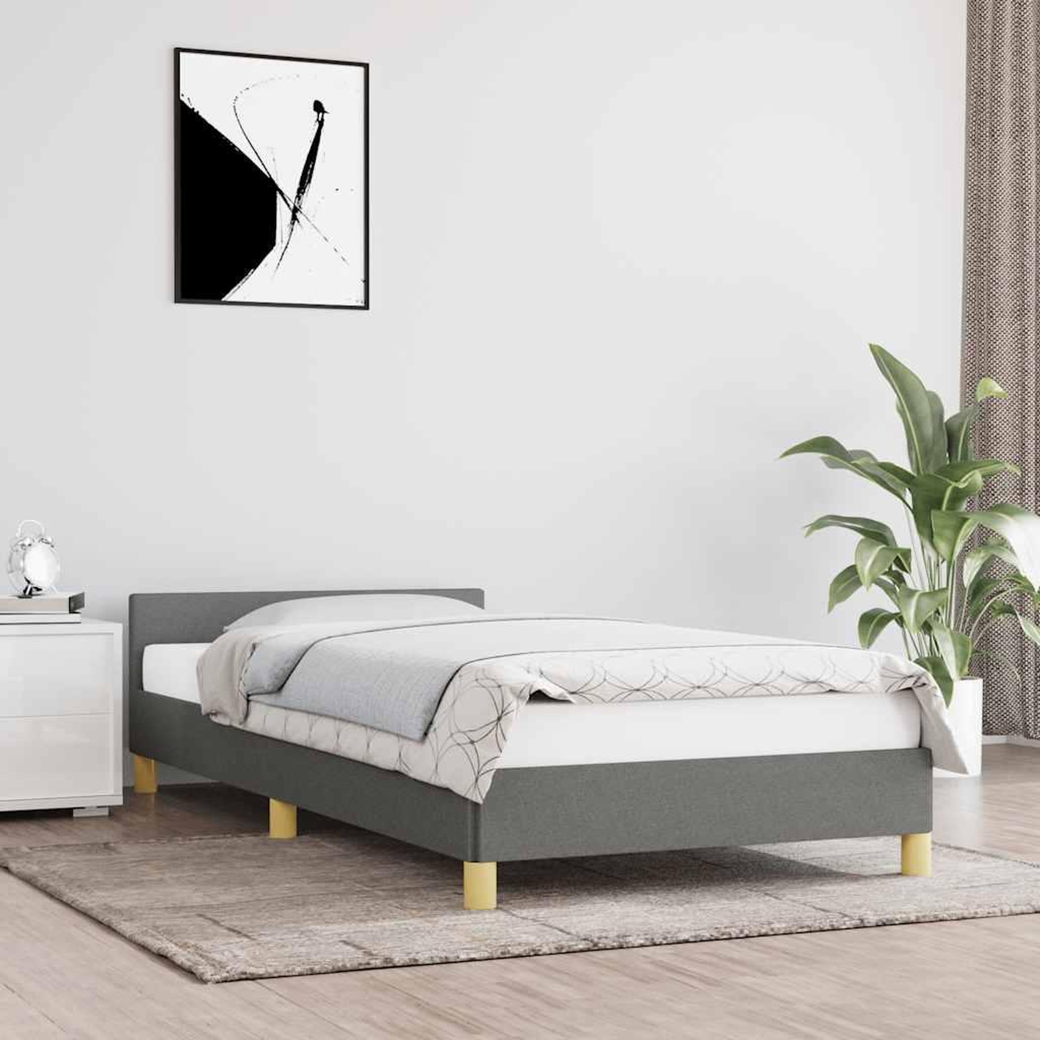 VIDAXL Cadre de lit sans matelas gris fonce 90x190 cm tissu