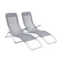 Voir la diapositive 4 : SWEEEK Lot de 2 bains de soleil pliants - Levito Gris Anthracite - Transats textilène 2 positions. chaises longues