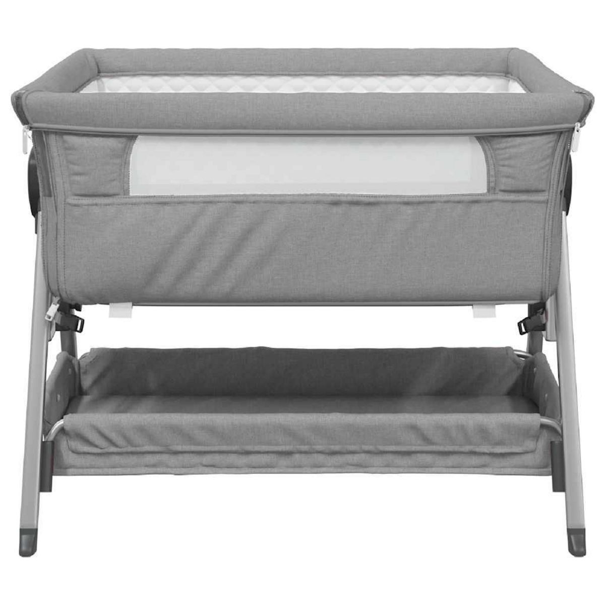 VIDAXL Lit pour bebe avec matelas Gris clair Tissu de lin