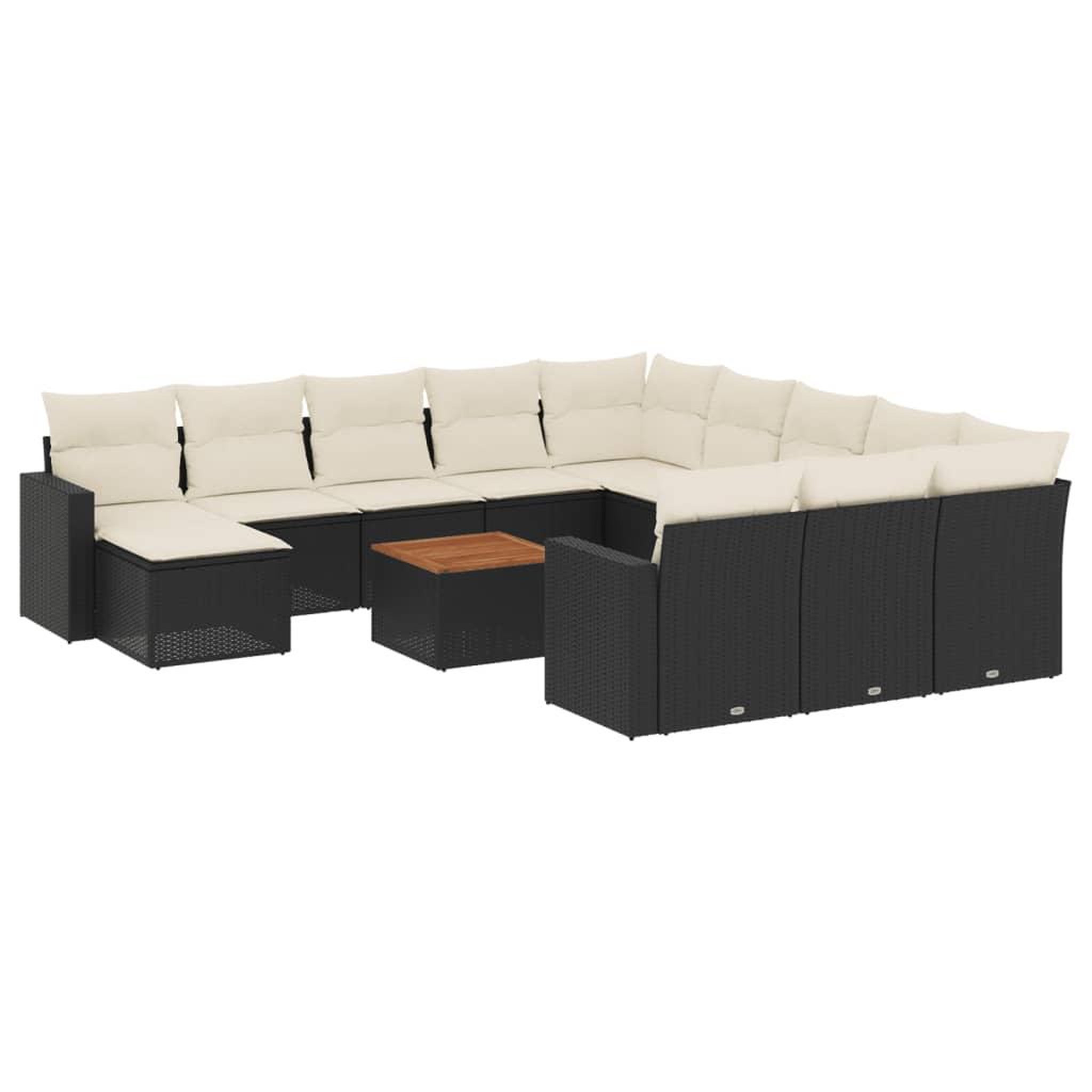Voir la diapositive 2 : VIDAXL Salon de jardin avec coussins 13 pcs noir resine tressee