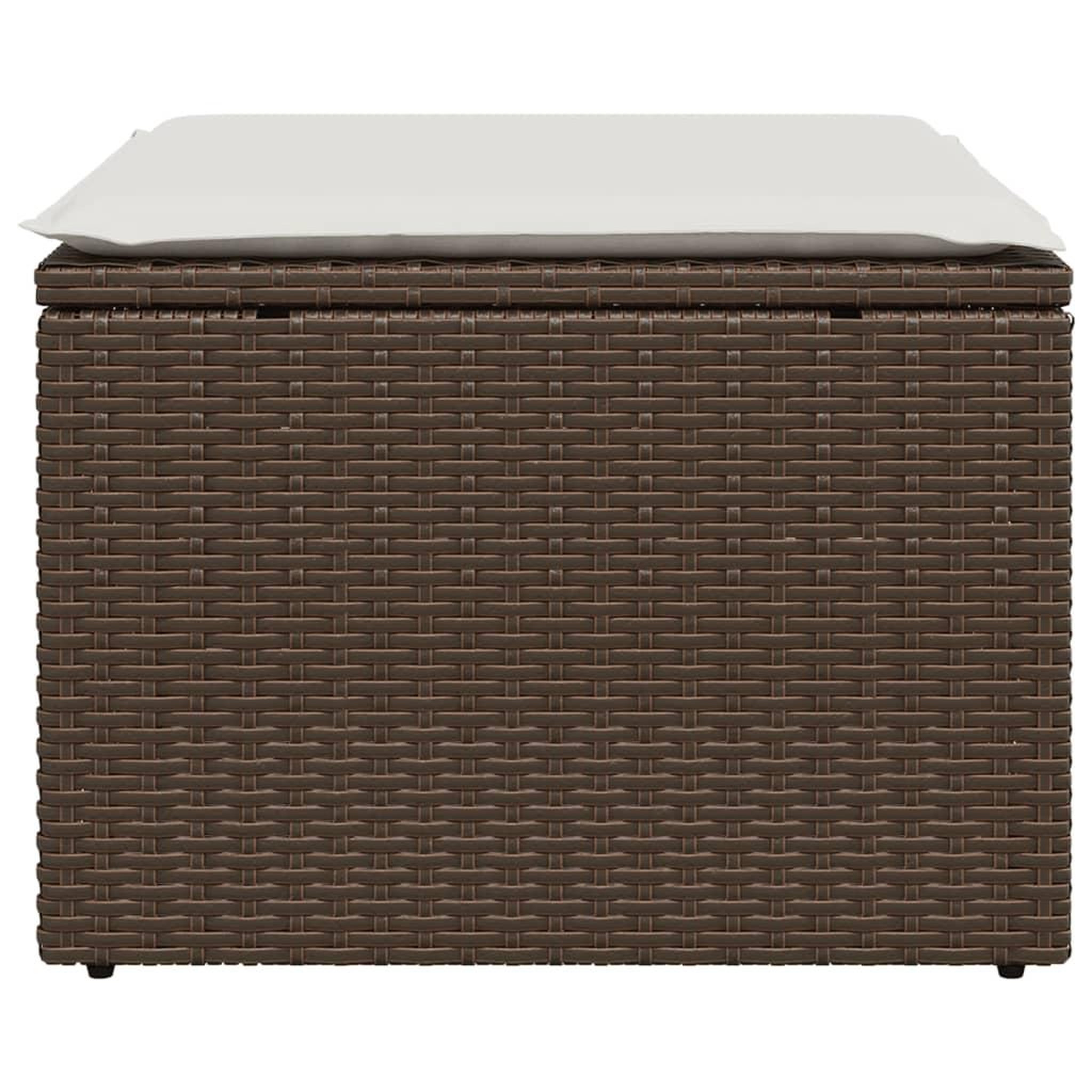 Voir la diapositive 4 : VIDAXL Tabouret de jardin avec coussin brun 55x55x37 cm resine tressee