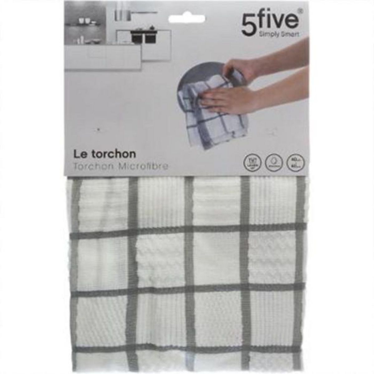 Paris Prix Torchon de Cuisine Microfibre  Ménager  60cm Gris