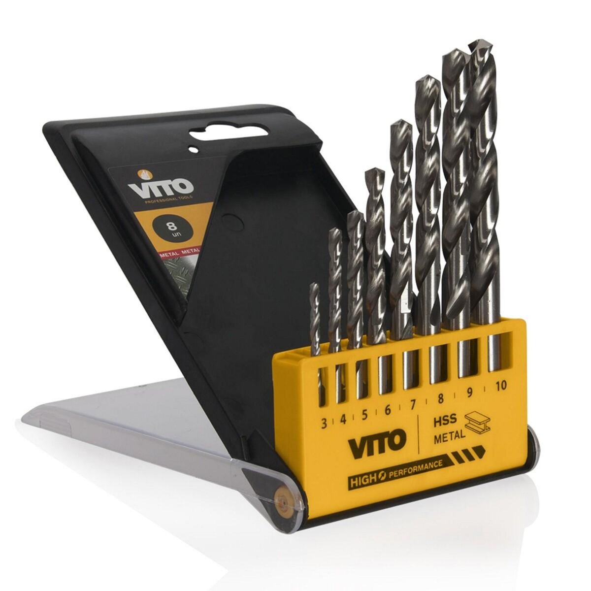 VITO Pro-Power Forets Acier Coffret de 8 pièces Diamètre 3,4,5,6,7,8,9,10  mm VITOPOWER pas cher 