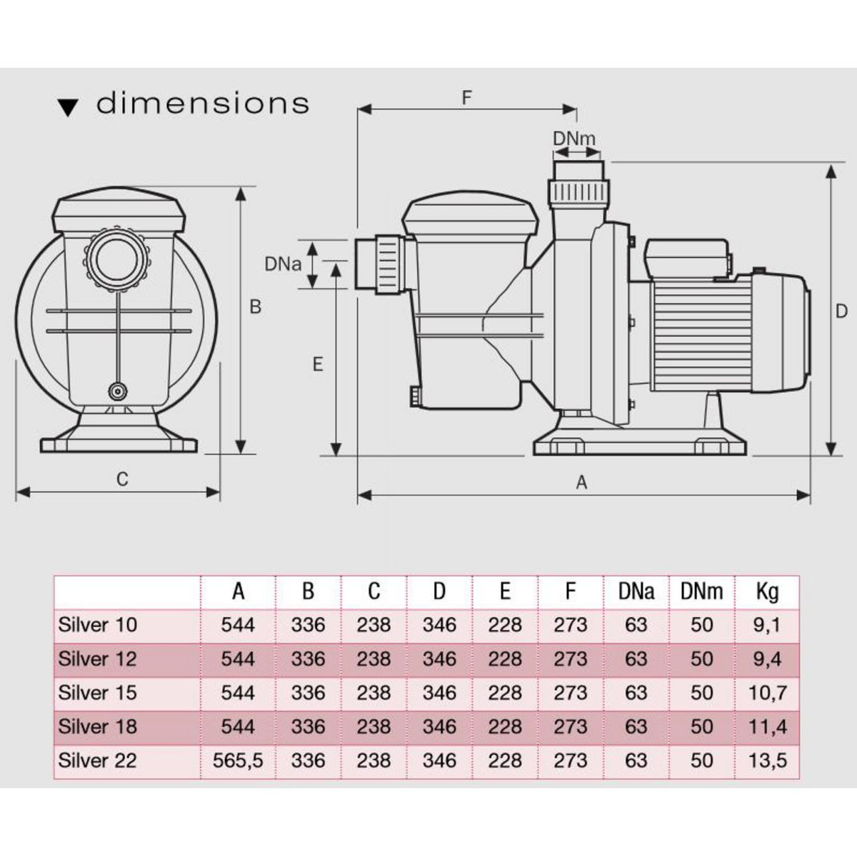 Espa Pompe à filtration 18m3/h mono - silver 18m