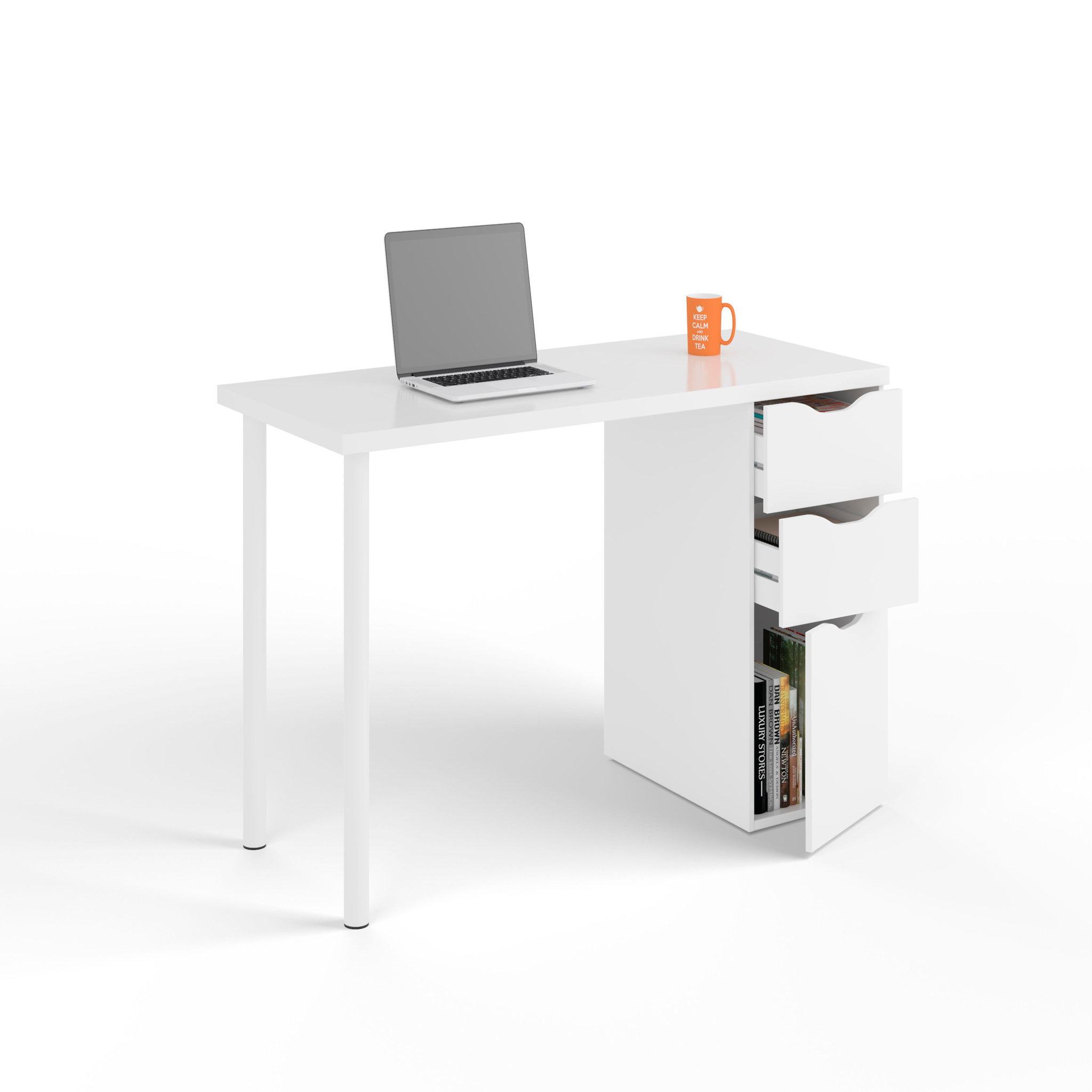 Voir la diapositive 2 : Bureau droit réversible 3 tiroirs L138cm BLACKBURN