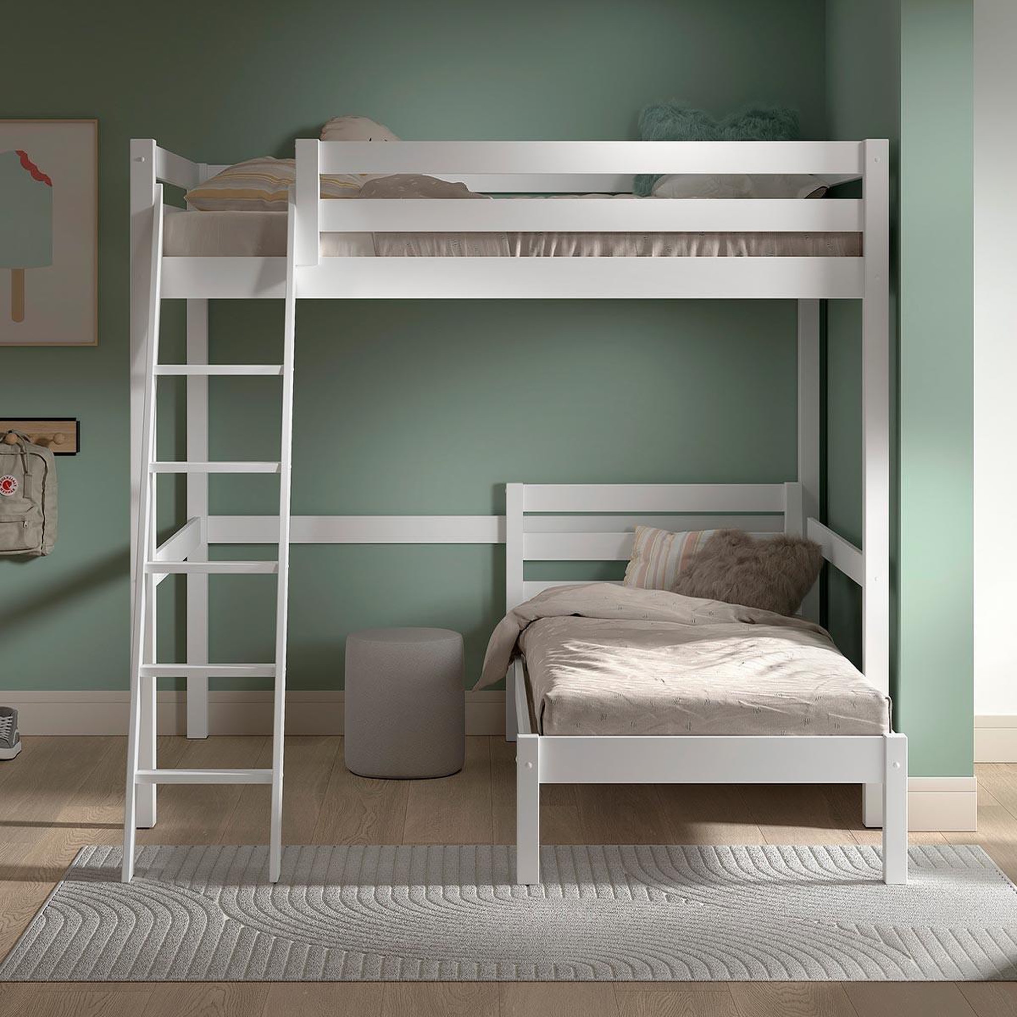 Voir la diapositive 5 : Paris Prix Pack - lit mezzanine, lit simple & sommier  pino  140x200cm blanc
