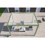 Voir la diapositive 7 : Pergola Bioclimatique autoportée 3x4 m - Aluminium - Vert jade/blanc - VS OmBREA®