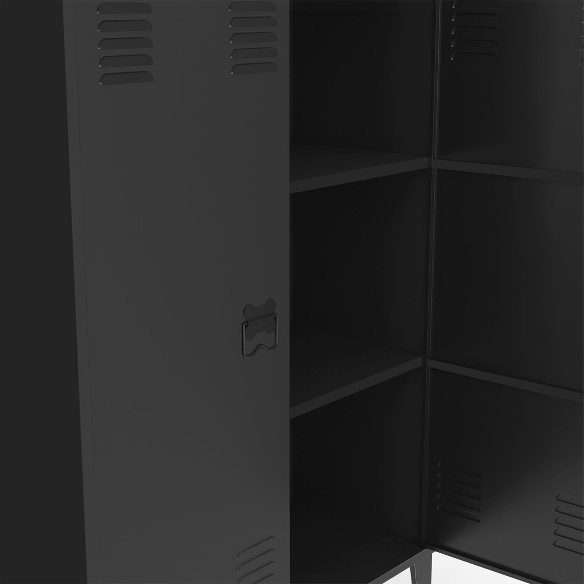 Voir la diapositive 6 : ID MARKET Armoire basse ester 2 portes métal noir et plateau bois design industriel