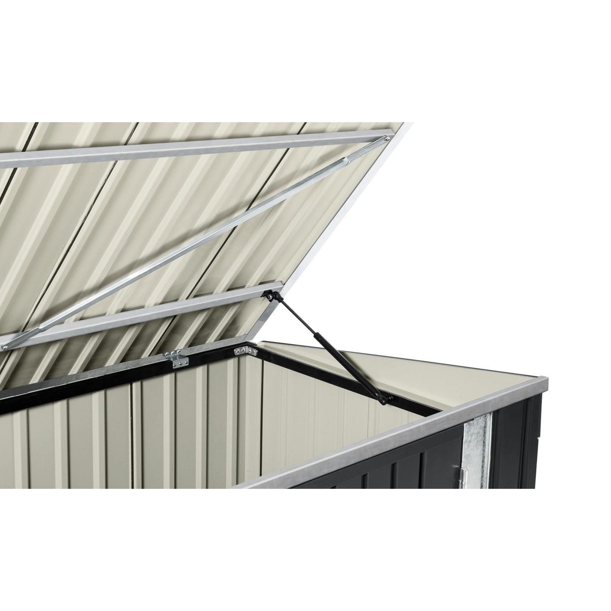 Voir la diapositive 5 : ID MARKET Abri de jardin en métal effet bois verrouillable multi-rangement pour stockage vélos, outils, poubelles