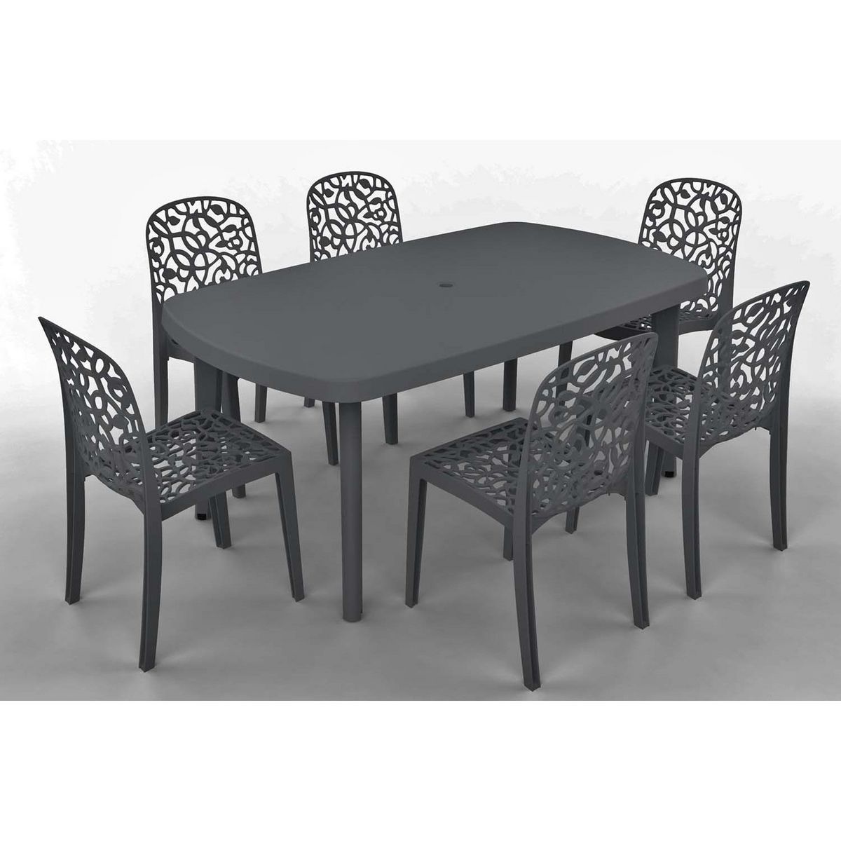 CONCEPT USINE Ensemble table et 6 chaises en plastique recyclé ATLANTIC