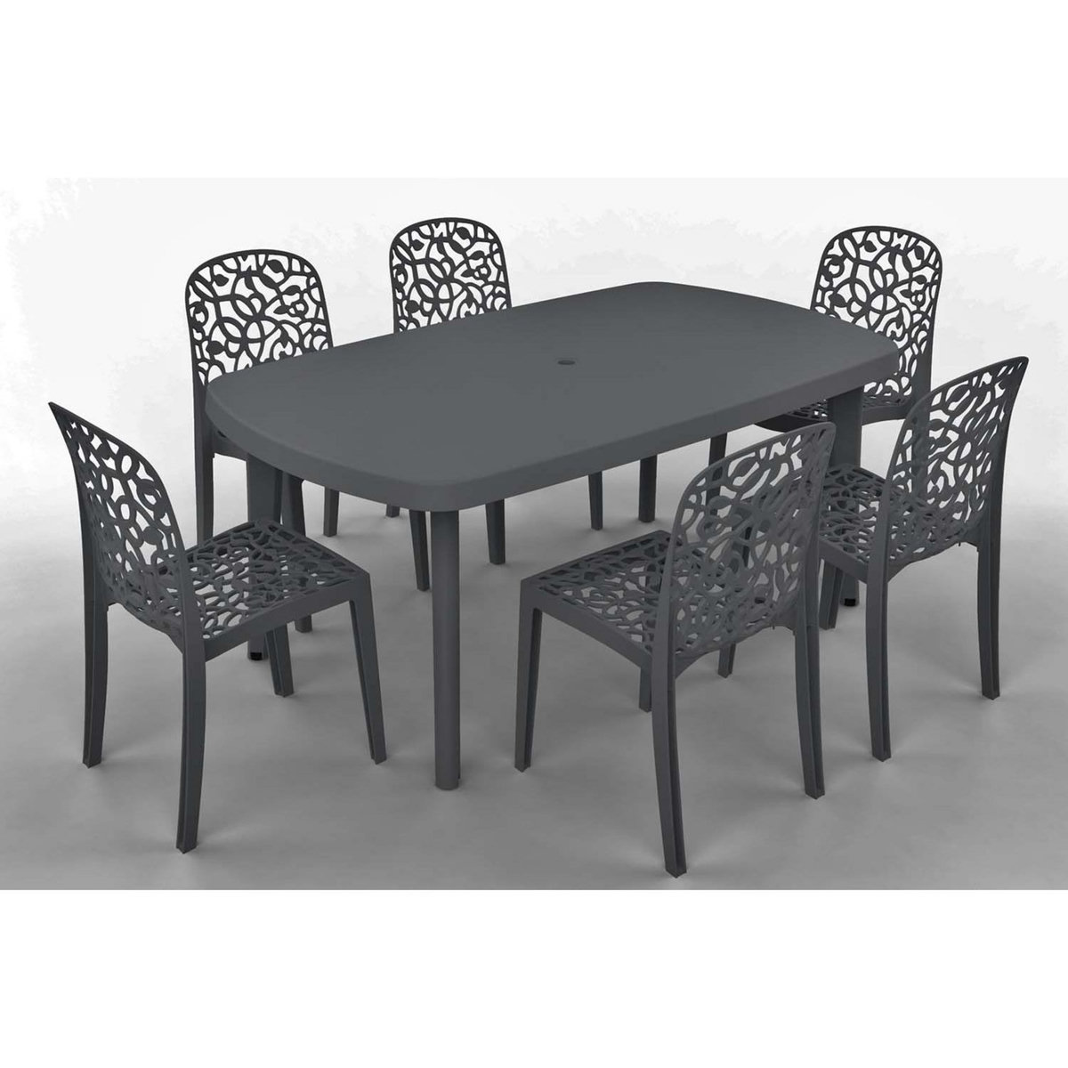 CONCEPT USINE Ensemble table et 6 chaises en plastique recyclé ATLANTIC