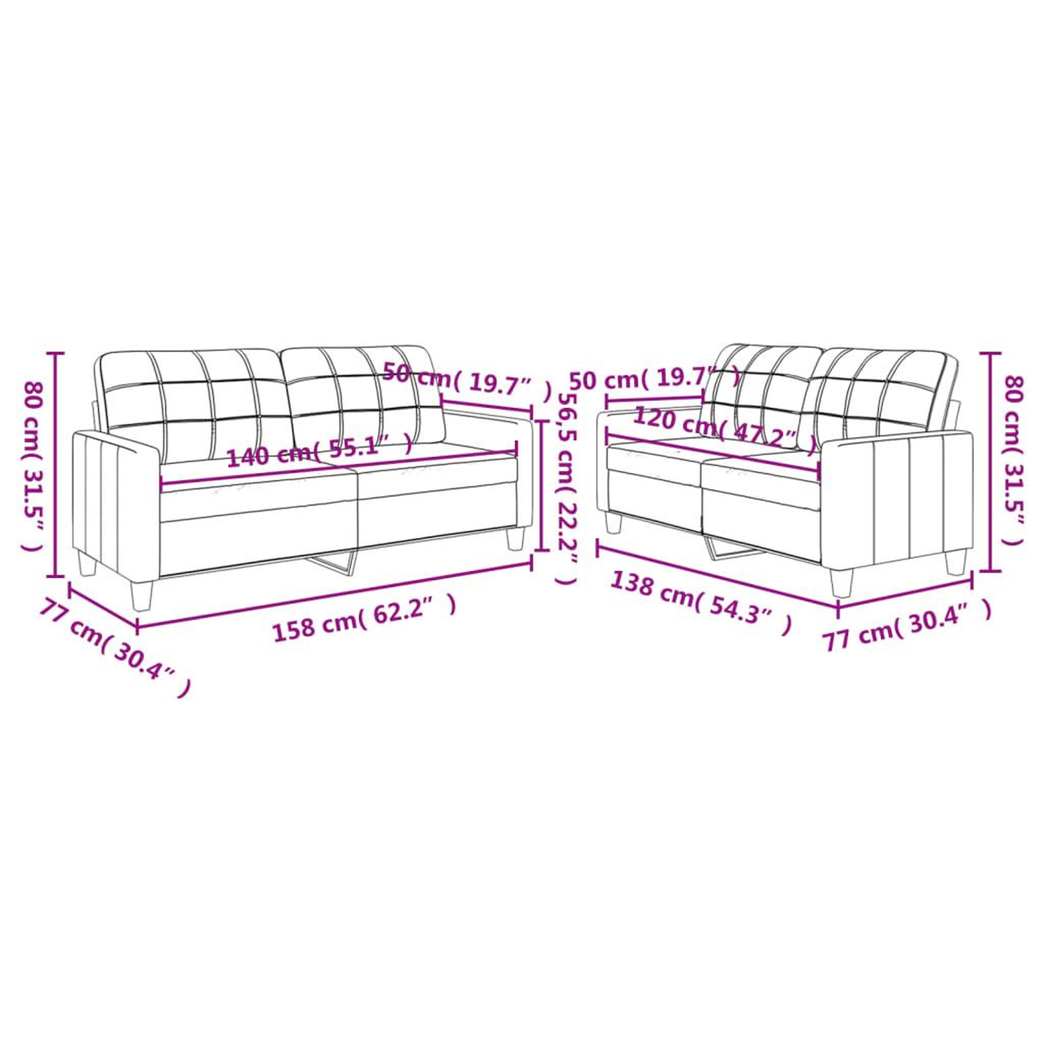 Voir la diapositive 6 : VIDAXL Ensemble de canapes 2 pcs avec coussins Gris Similicuir