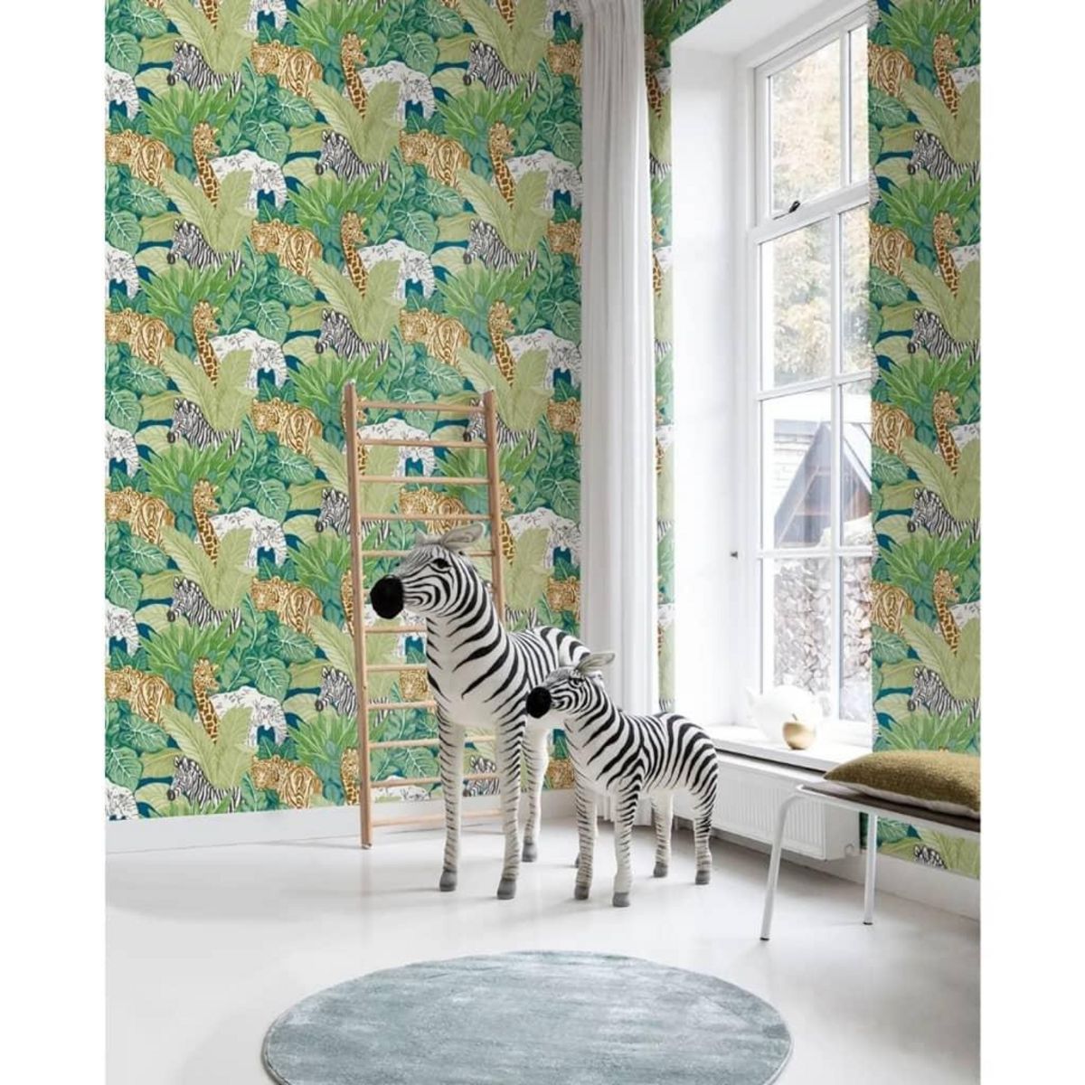 Noordwand Noordwand Papier peint Good Vibes Jungle Animals Vert et noir