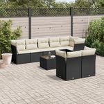 VIDAXL Salon de jardin 9 pcs avec coussins noir resine tressee