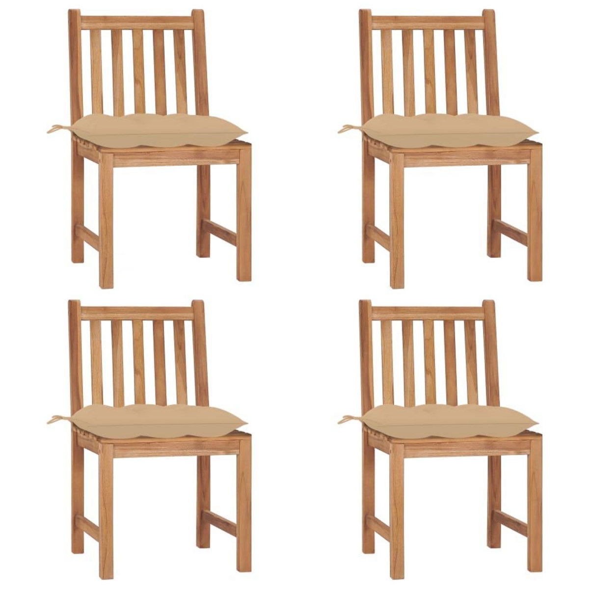 VIDAXL Chaises de jardin lot de 4 avec coussins Bois de teck massif
