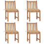 Voir la diapositive 1 : VIDAXL Chaises de jardin lot de 4 avec coussins Bois de teck massif