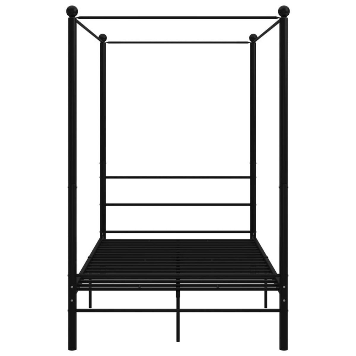 VIDAXL Cadre de lit a baldaquin sans matelas noir 140x200 cm metal
