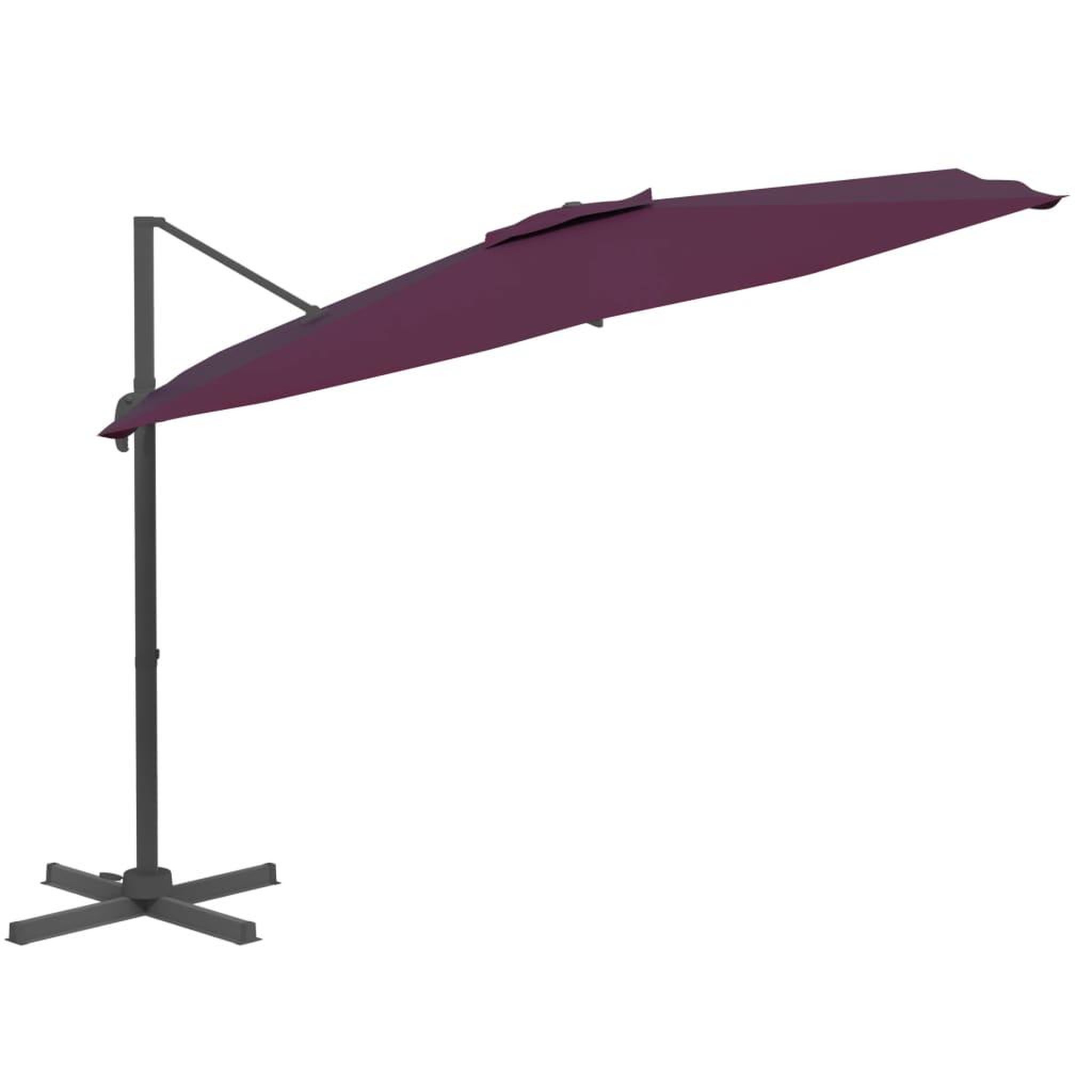 Voir la diapositive 5 : VIDAXL Parasol cantilever a LED Rouge Bordeaux 400x300 cm