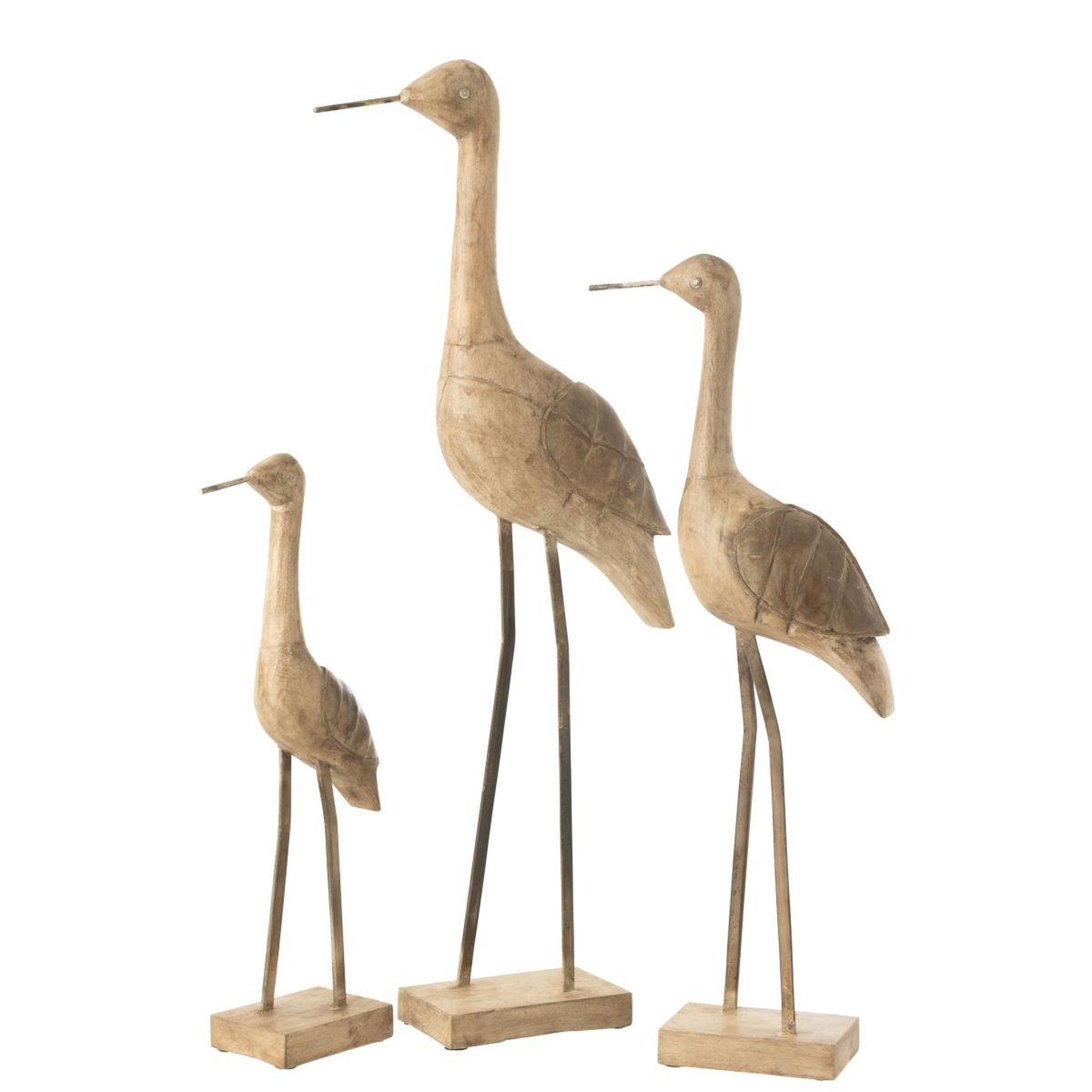 Voir la diapositive 2 : J-LINE Statue déco oiseau en bois  denny  86cm marron