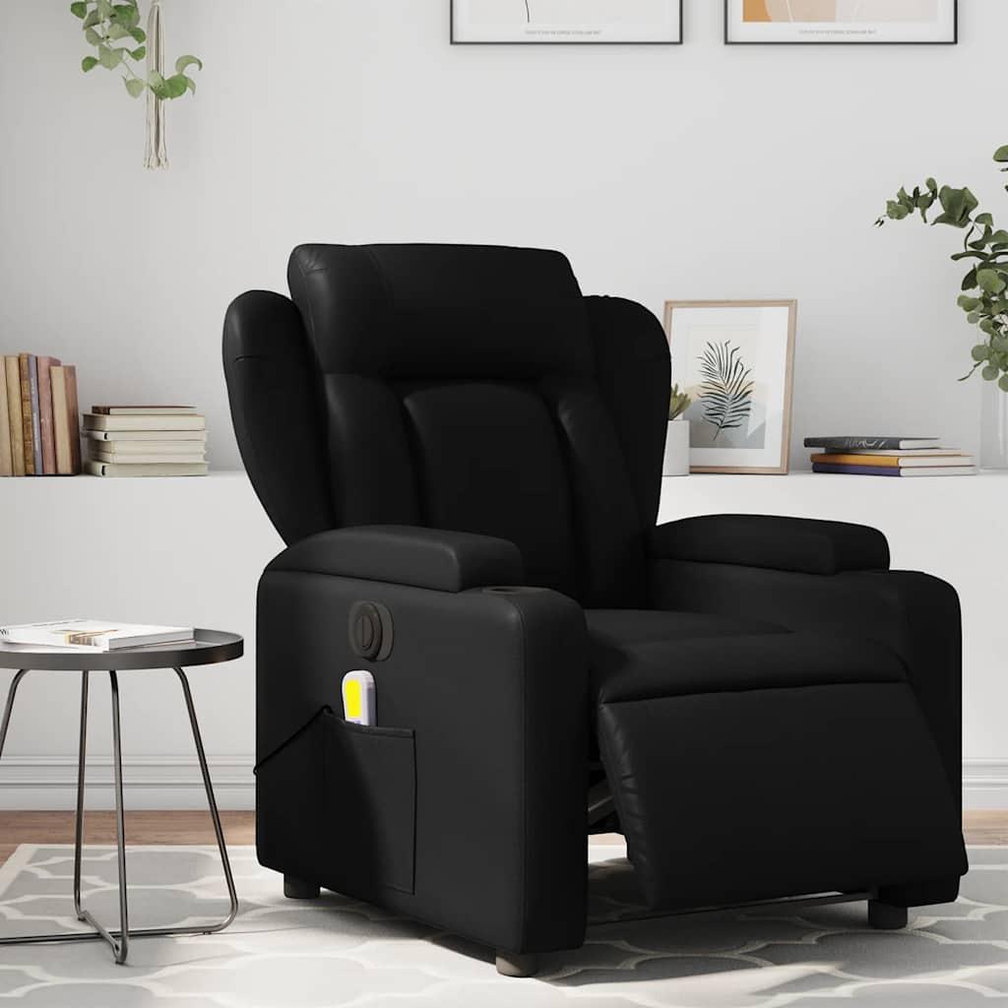 VIDAXL Fauteuil de massage inclinable electrique noir similicuir