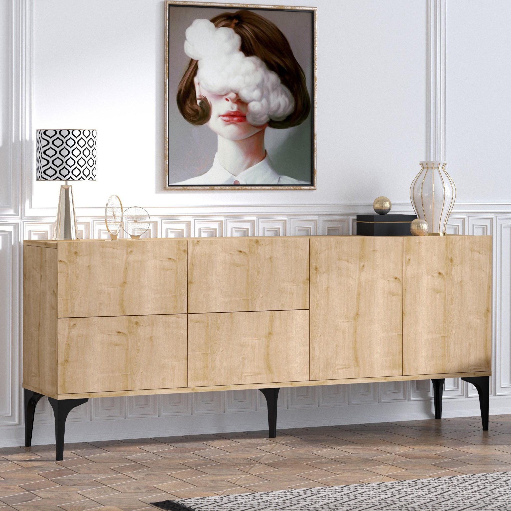 Voir la diapositive 4 : Habitat et Jardin Buffet en bois  laika  - 180 x 40 x 80 cm - beige