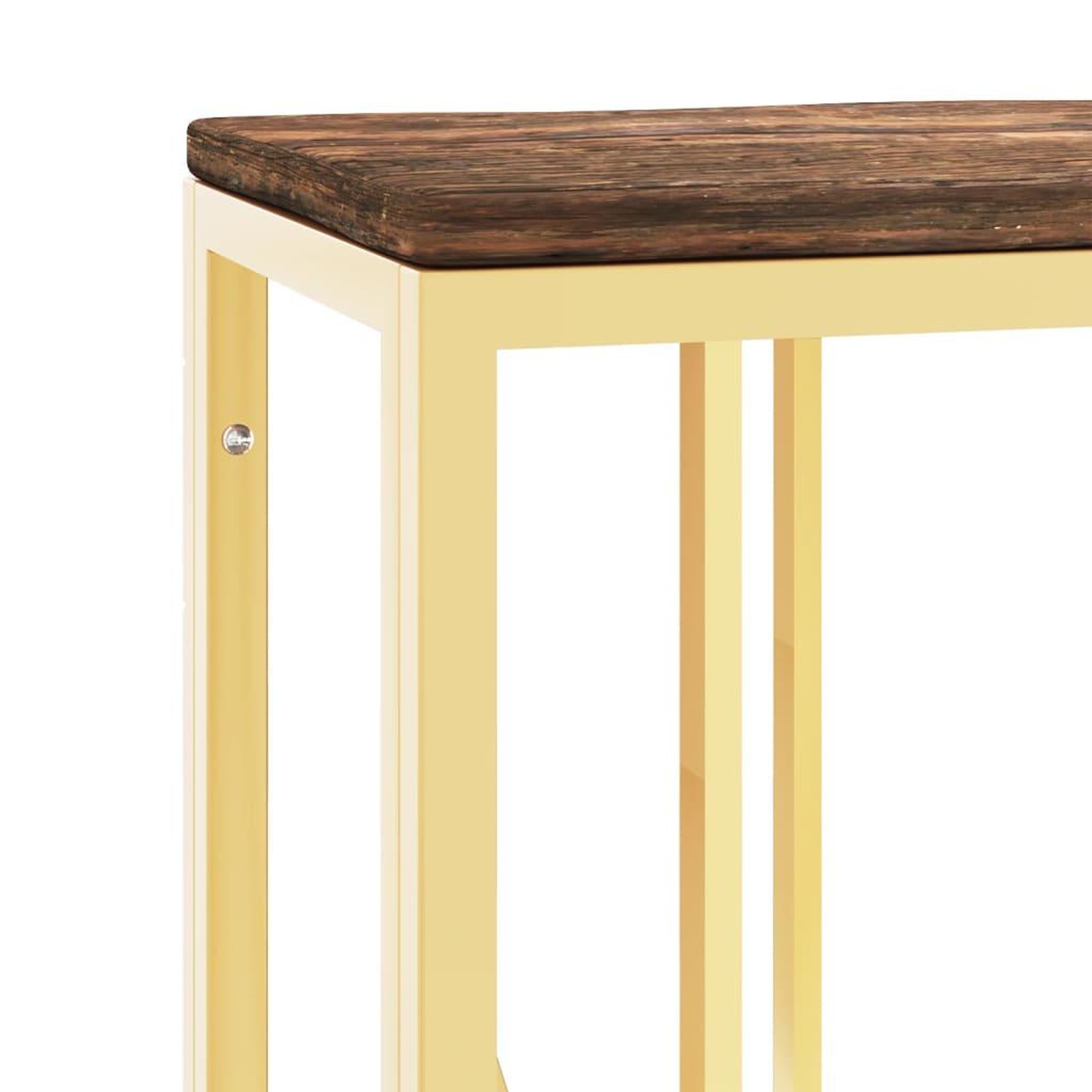 Voir la diapositive 5 : VIDAXL Table console dore acier inoxydable et bois massif recuperation