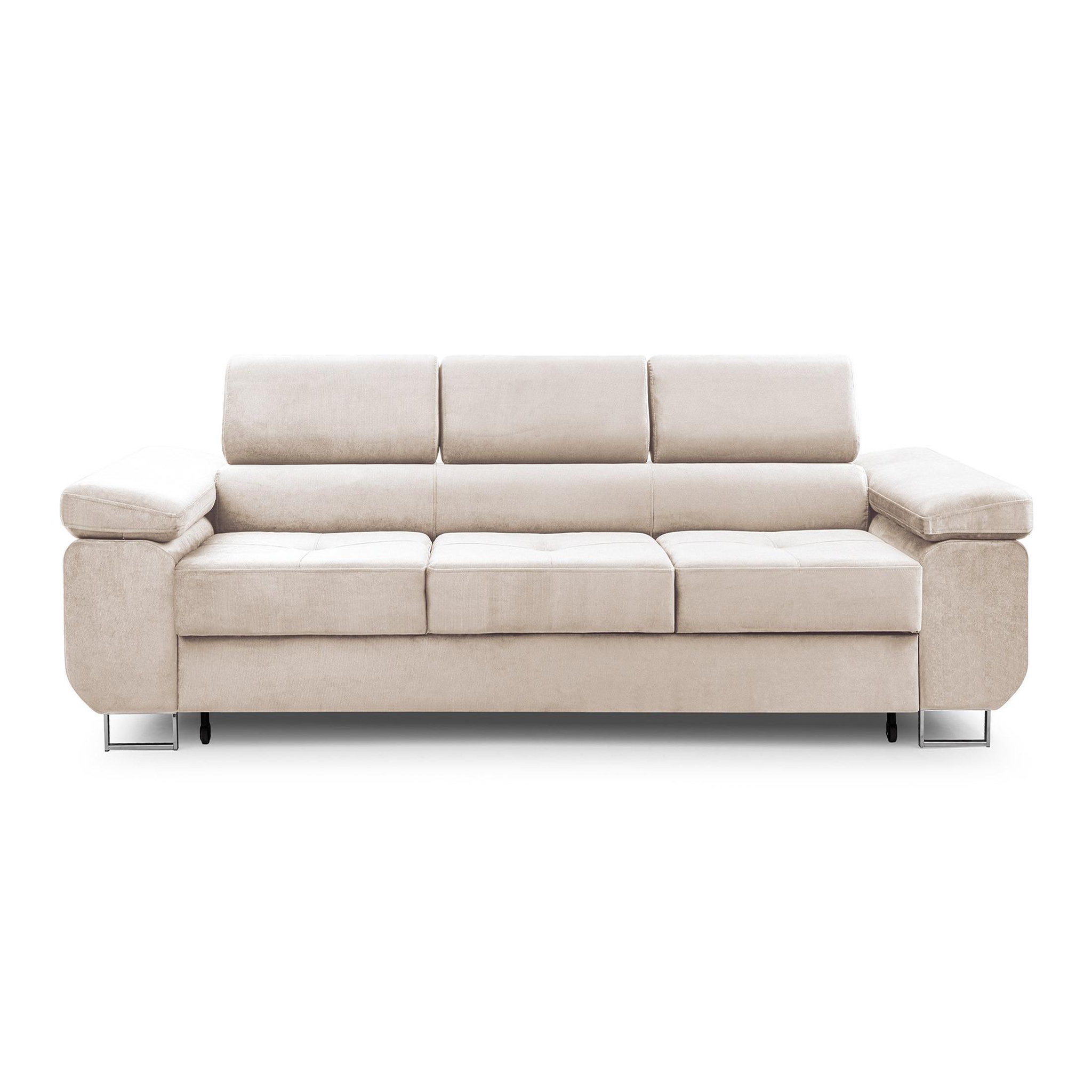 Voir la diapositive 5 : BEST MOBILIER Pablo - canapé 3 places - convertible avec têtières réglables - en velours