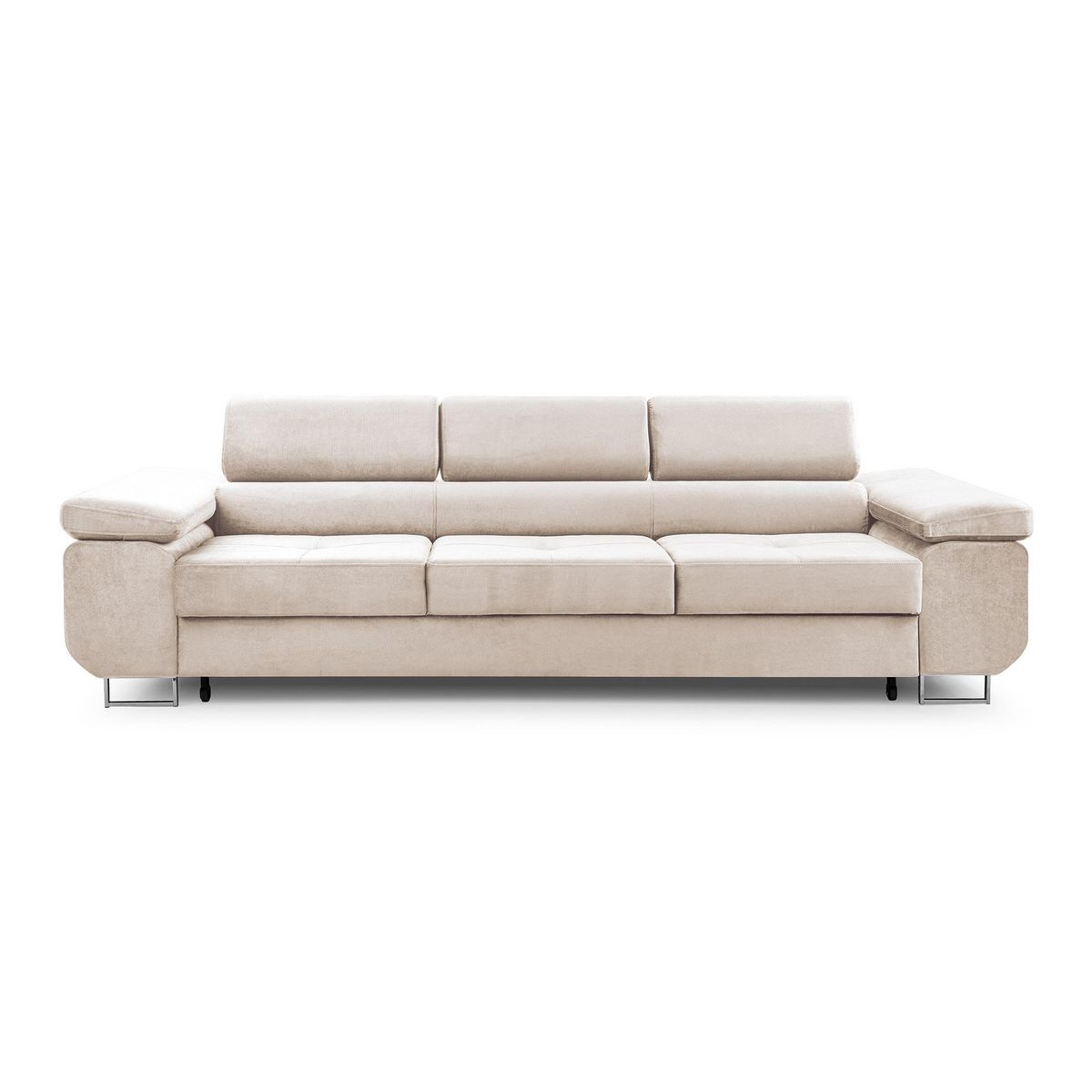 BEST MOBILIER Pablo - canapé 3 places - convertible avec têtières réglables - en velours