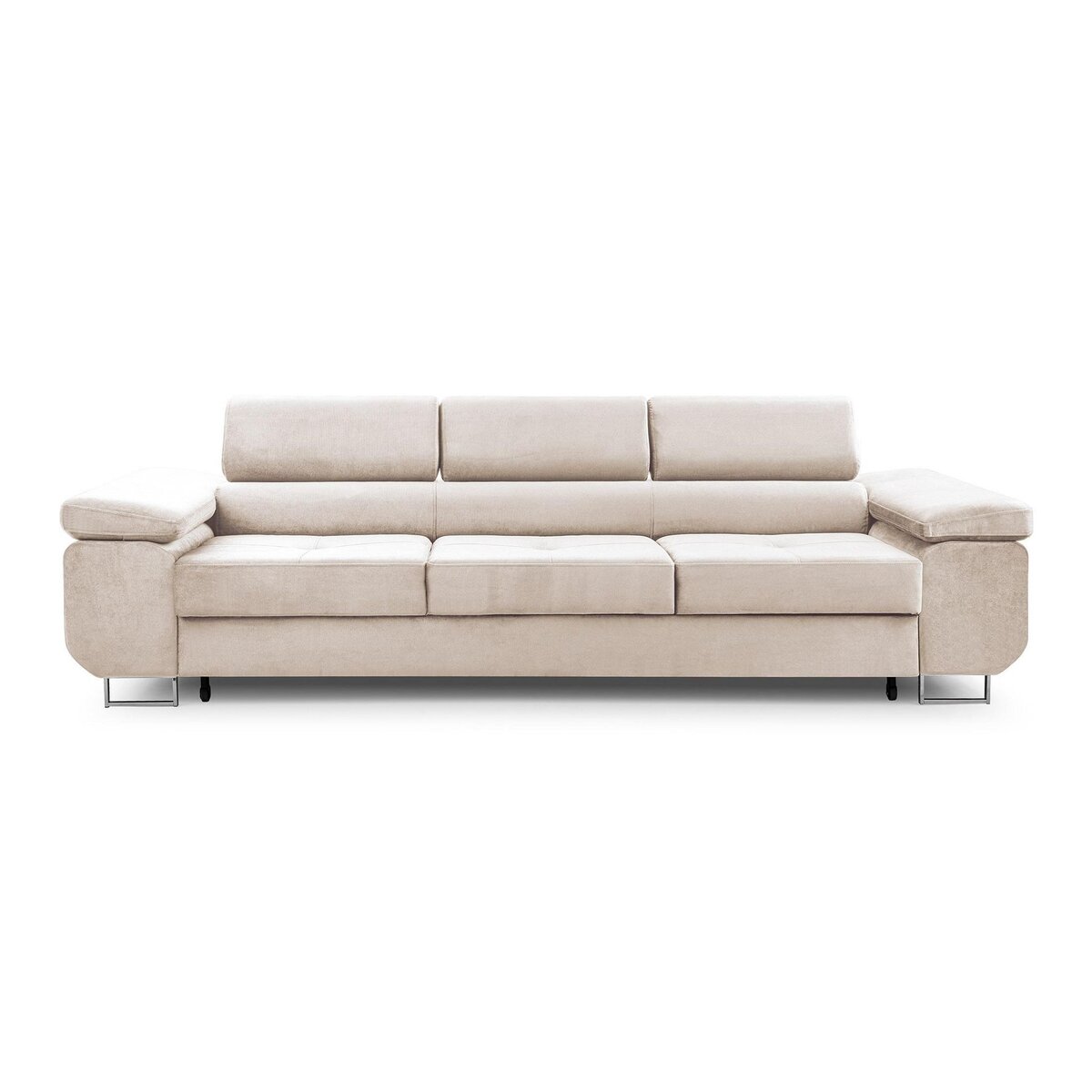 BEST MOBILIER Pablo - canapé 3 places - convertible avec têtières réglables - en velours