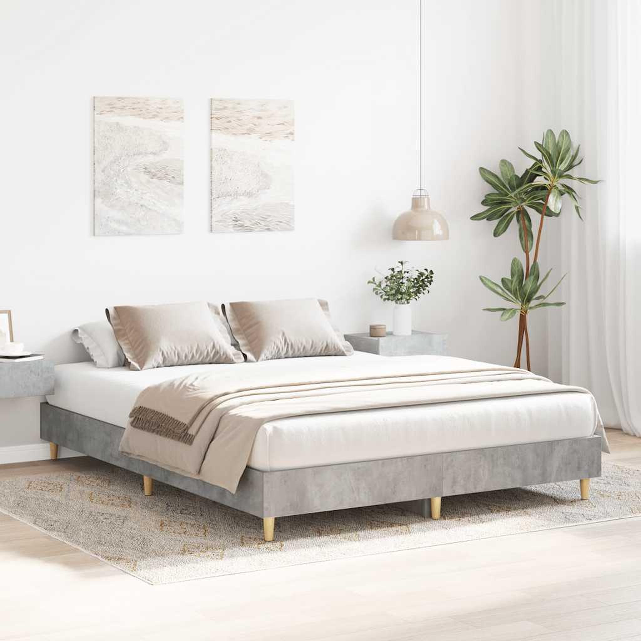 Voir la diapositive 3 : VIDAXL Cadre de lit sans matelas gris beton 140x200 cm bois ingenierie