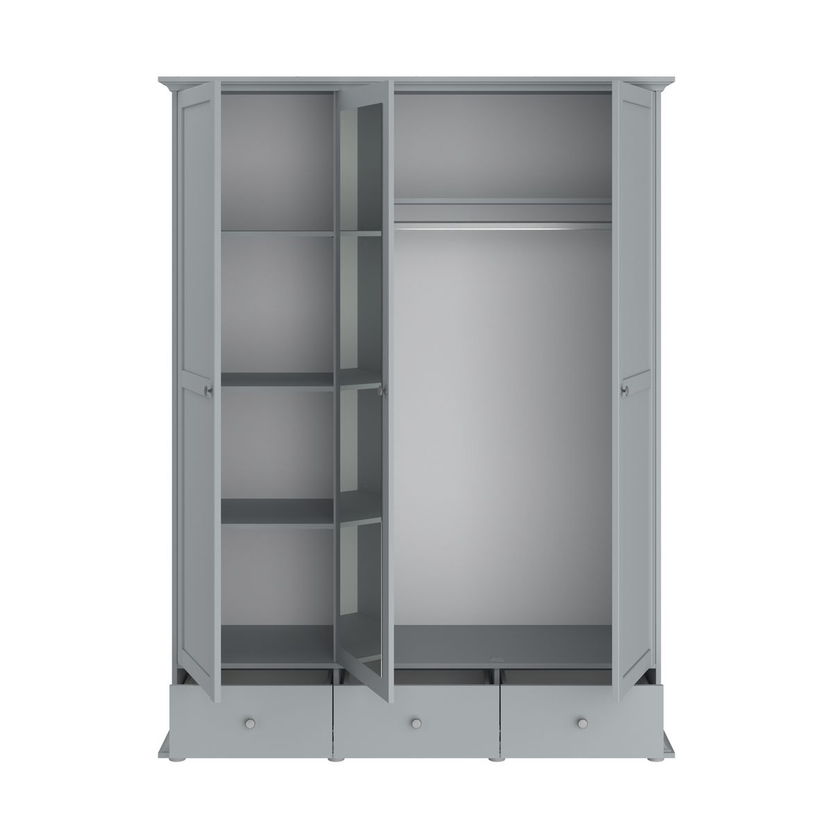 Armoire 3 portes 2 tiroirs L152cm NESRINE