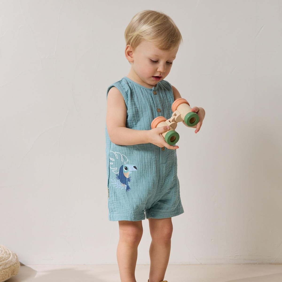 Petit Béguin Combishort bébé en gaze de coton Toucana