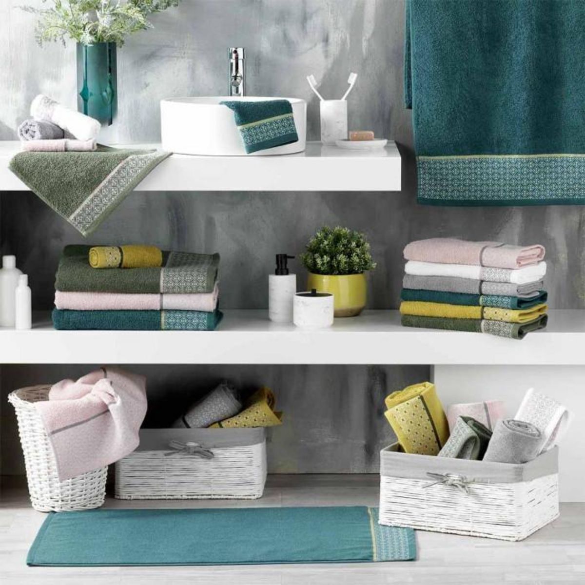 Paris Prix Tapis de Bain Jacquard  Belina  50x85cm Bleu