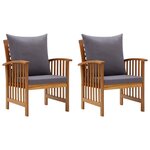 VIDAXL Chaises de jardin avec coussins lot de 2 Bois d'acacia massif
