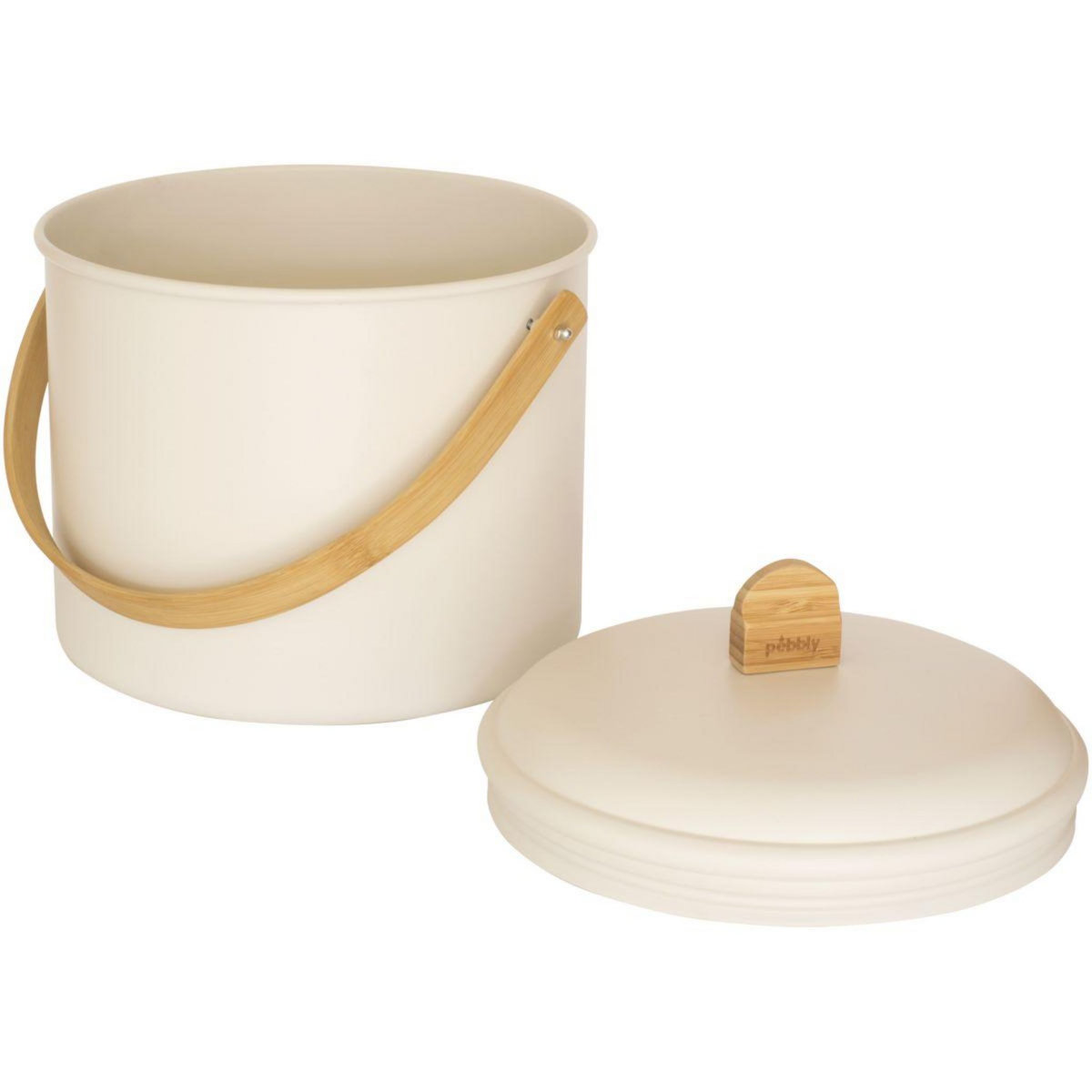 PEBBLY Seau à compost 7L, en métal et bambou