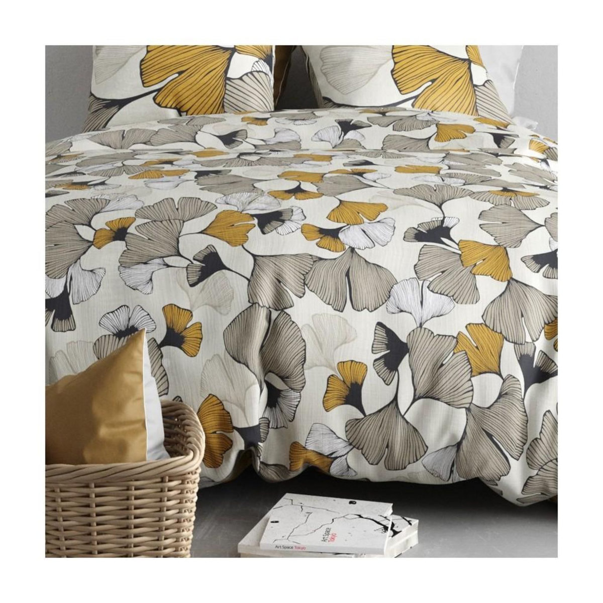 ATELIER DU COTON Housse de couette 260x240 AROM + 2 taies coton 57 fils