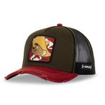 CAPSLAB Casquette homme trucker en serge de coton Looney Tunes Speedy. Coloris disponibles : Marron
