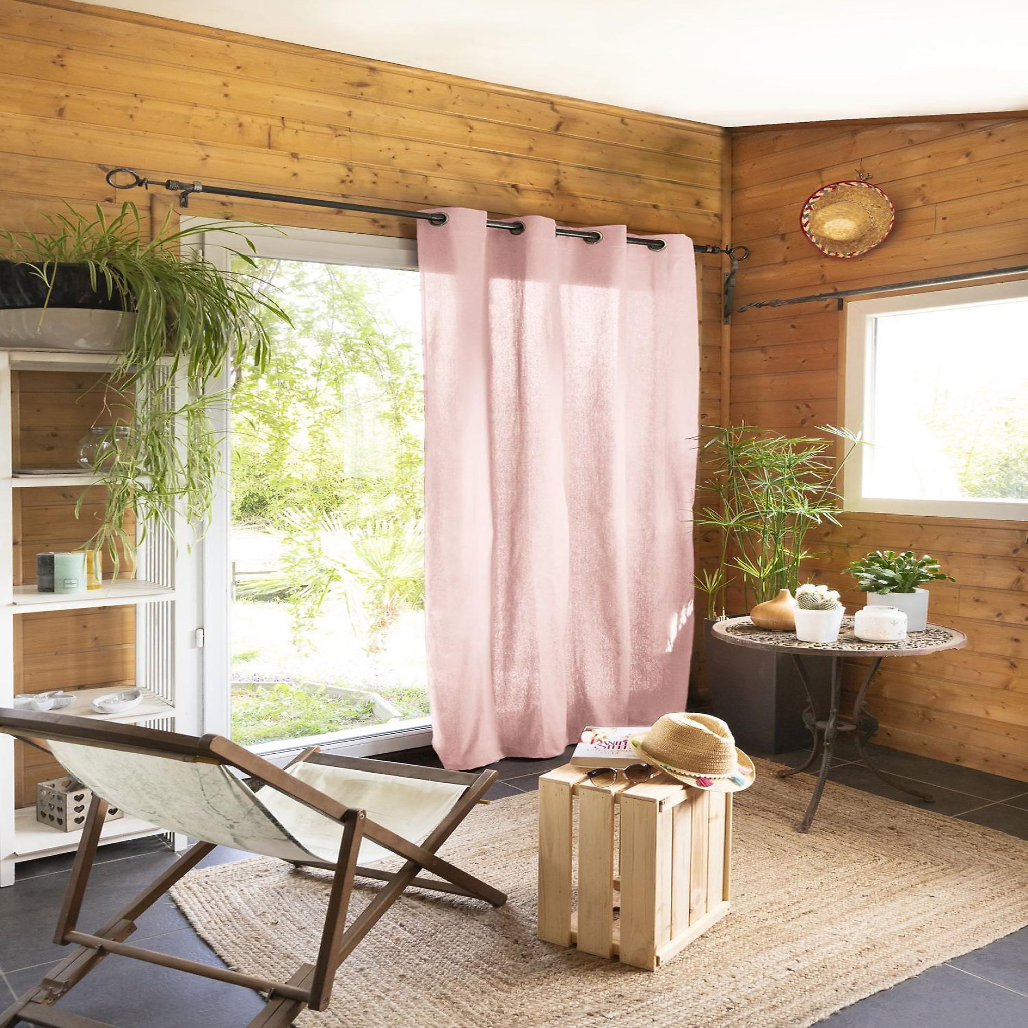 Voir la diapositive 1 : Home collection Rideau 100% coton uni