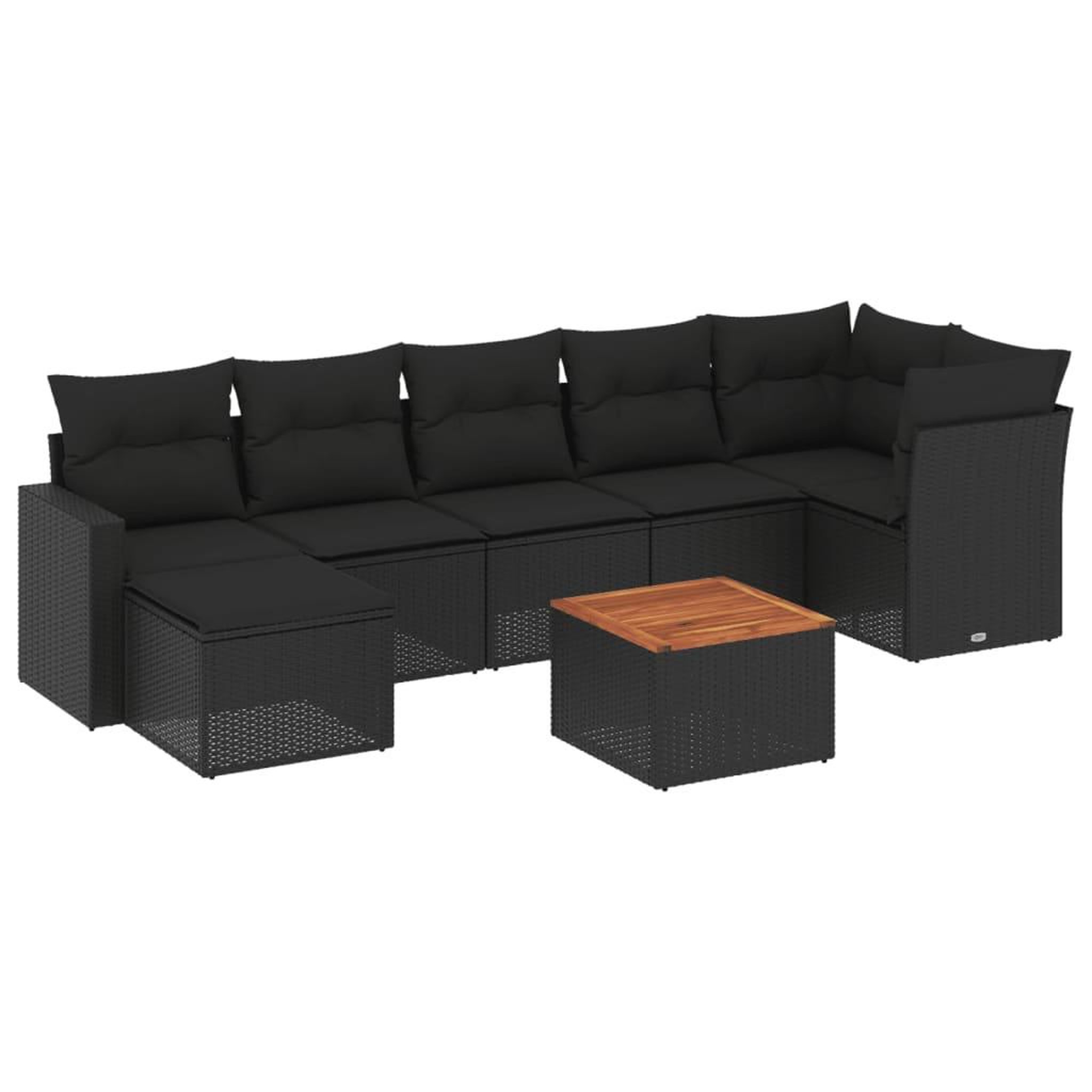 Voir la diapositive 2 : VIDAXL Salon de jardin 8 pcs avec coussins noir resine tressee