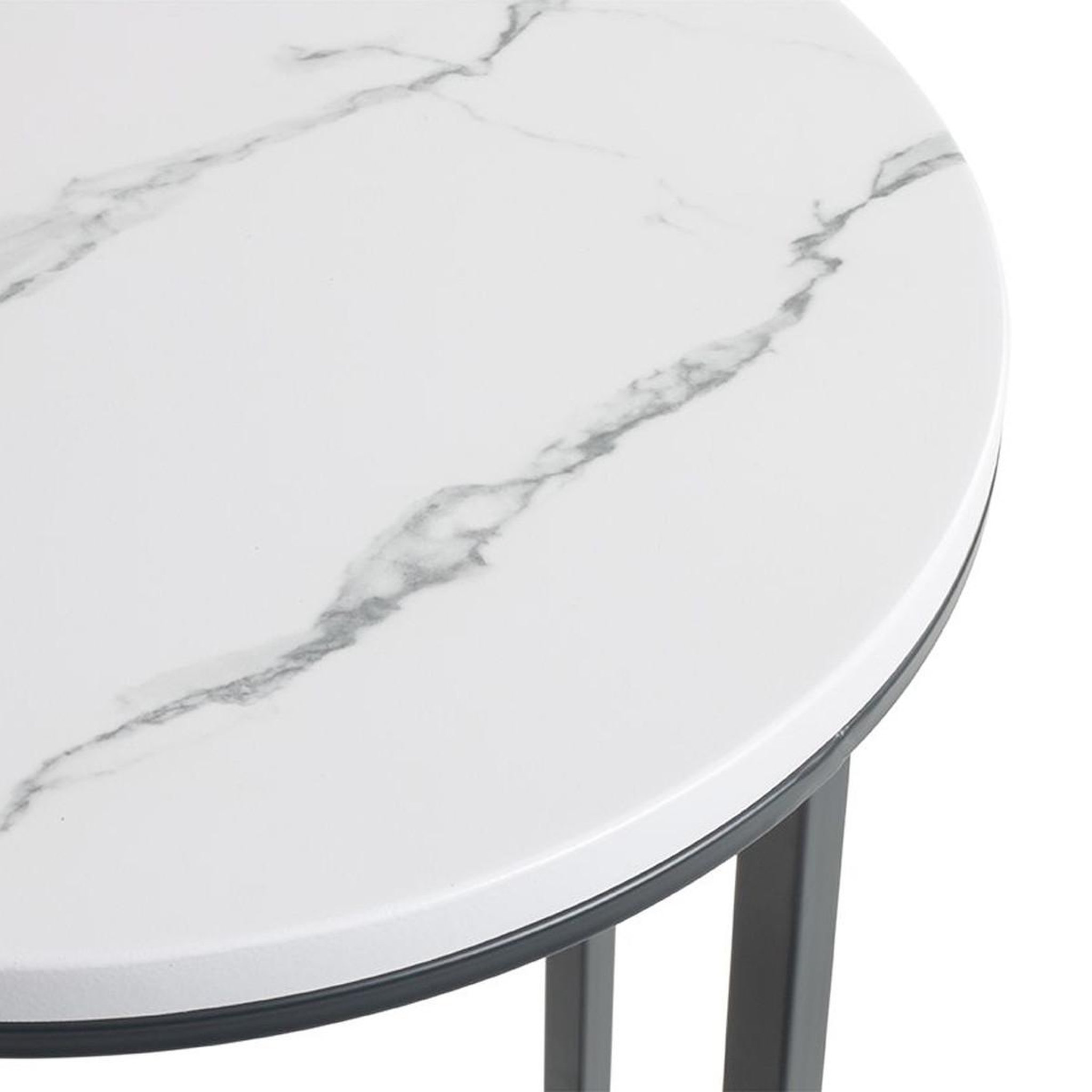 Voir la diapositive 3 : Paris Prix Table d'appoint ronde effet marbre  alba  53cm noir