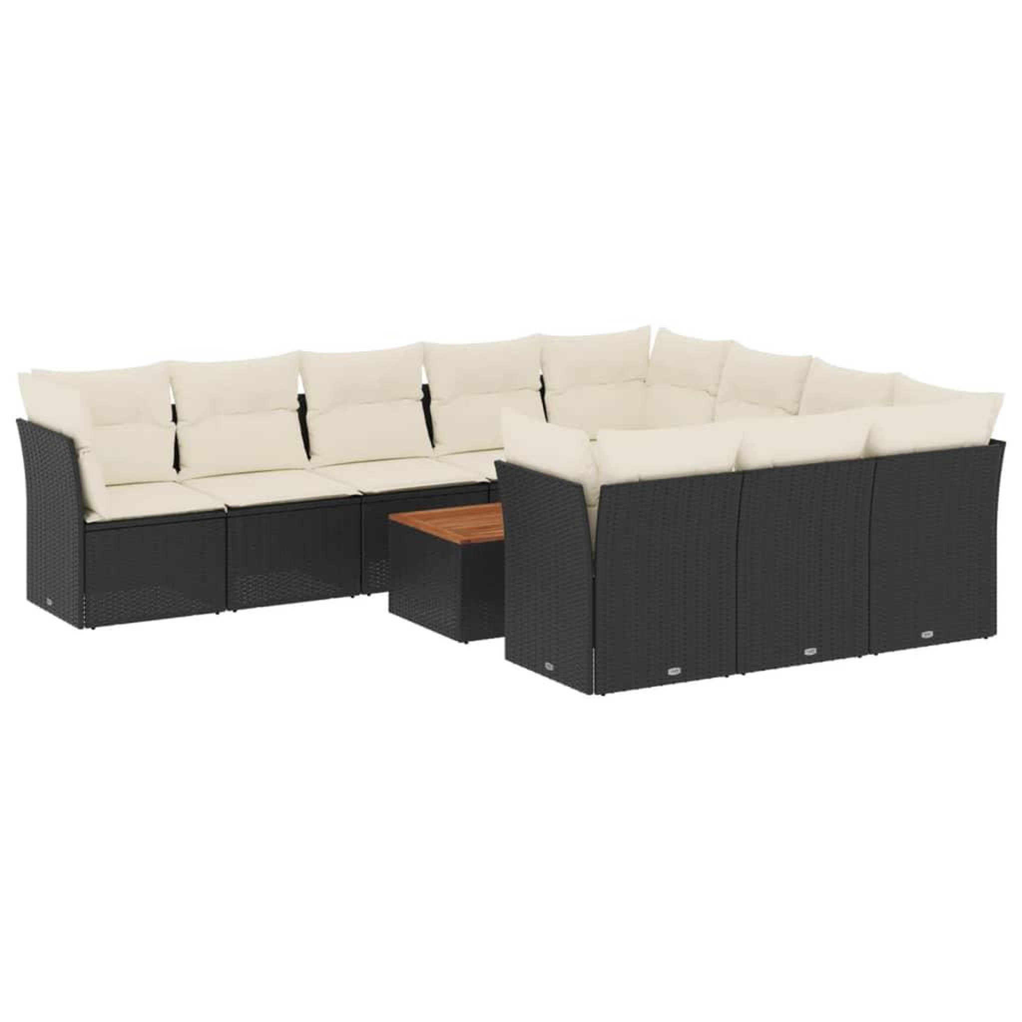 Voir la diapositive 2 : VIDAXL Salon de jardin 11 pcs avec coussins noir resine tressee