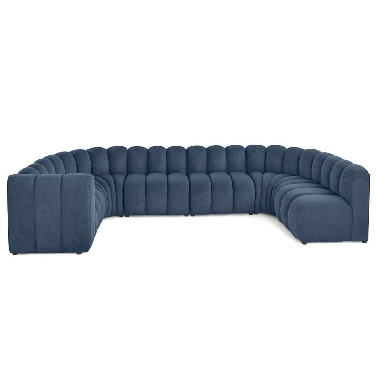 LISA DESIGN Debbie - canapé modulable panoramique d'angle droit 7 places en tissu texturé