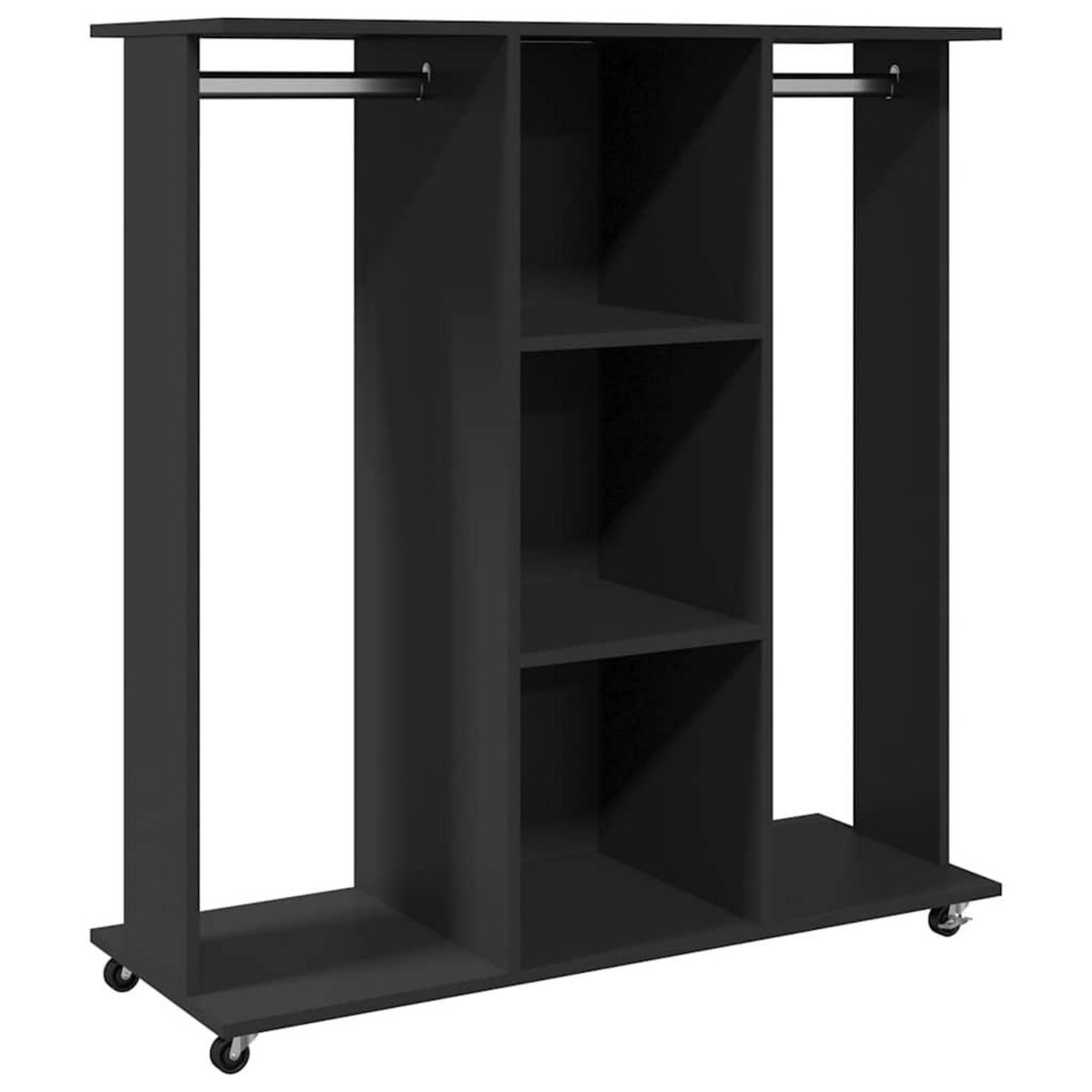 VIDAXL Garde-robe avec roues noir 102x38x110 cm bois d'ingenierie