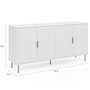 Voir la diapositive 5 : ID MARKET Buffet 160 cm MARCEL 4 portes blanc effet lattes et finitions dorées