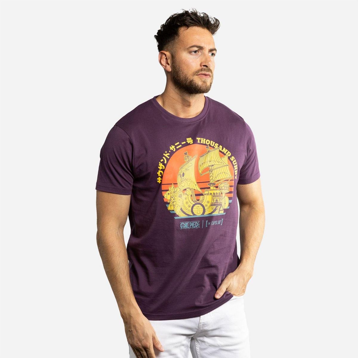 CAPSLAB T-shirt homme regular fit avec print One Piece Sunny