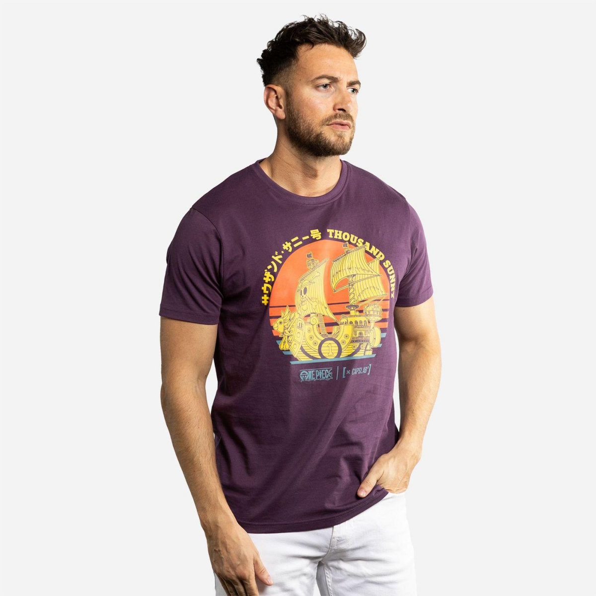 CAPSLAB T-shirt homme regular fit avec print One Piece Sunny
