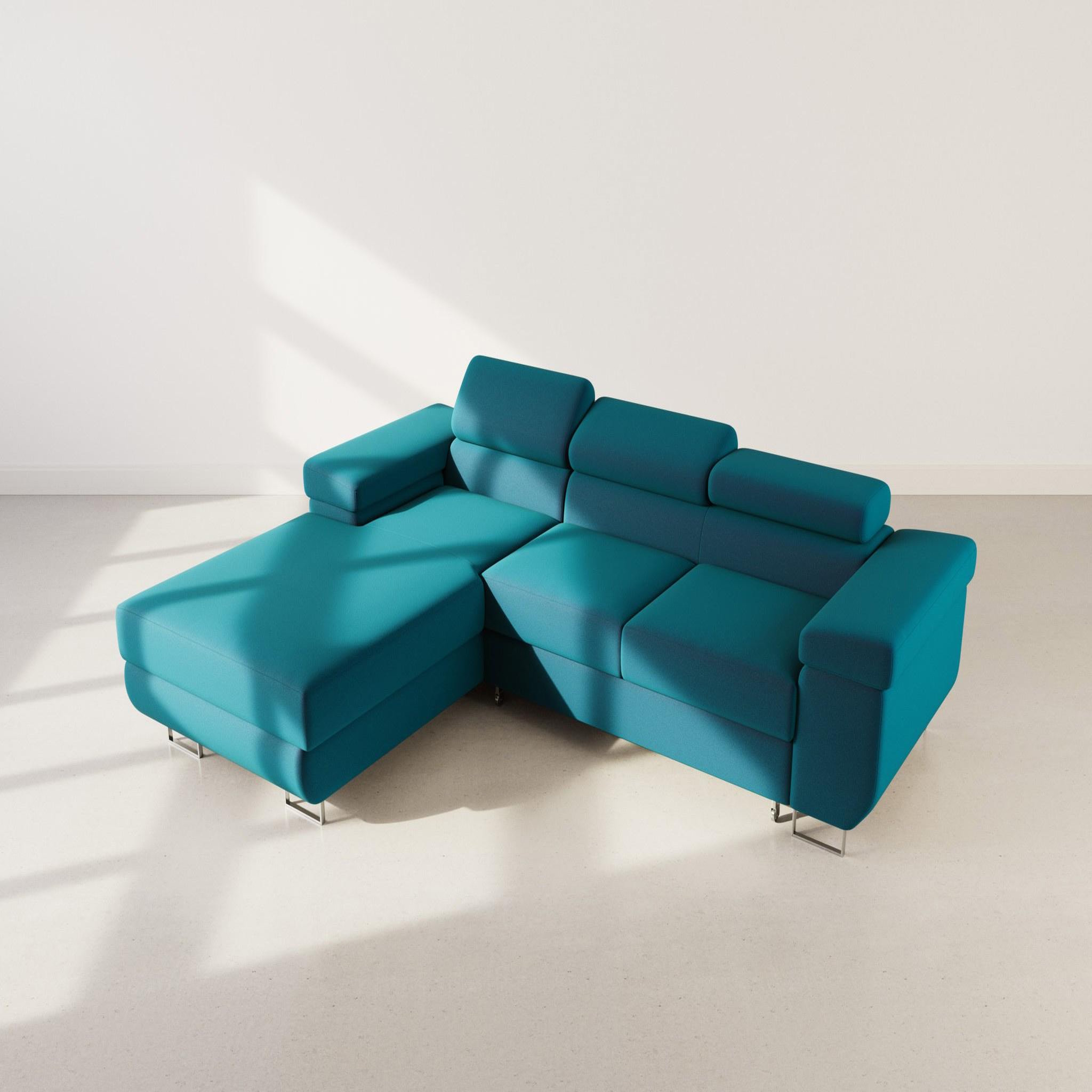 Voir la diapositive 6 : BEST MOBILIER Pablo - canapé d'angle gauche - 6 places - convertible avec coffre et têtières réglables - en velours