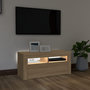 Voir la diapositive 3 : VIDAXL Meuble TV avec lumieres LED chene sonoma 90x35x40 cm